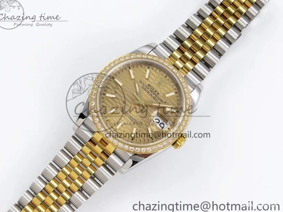 0220 Minimalist DateJust 36 SS 126283rbr VSF 1:1 Best Edition 904L Steel YG Textured Dial on Jubilee Bracelet VS 1378